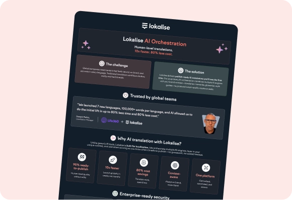 lokalise AI one pager library preview